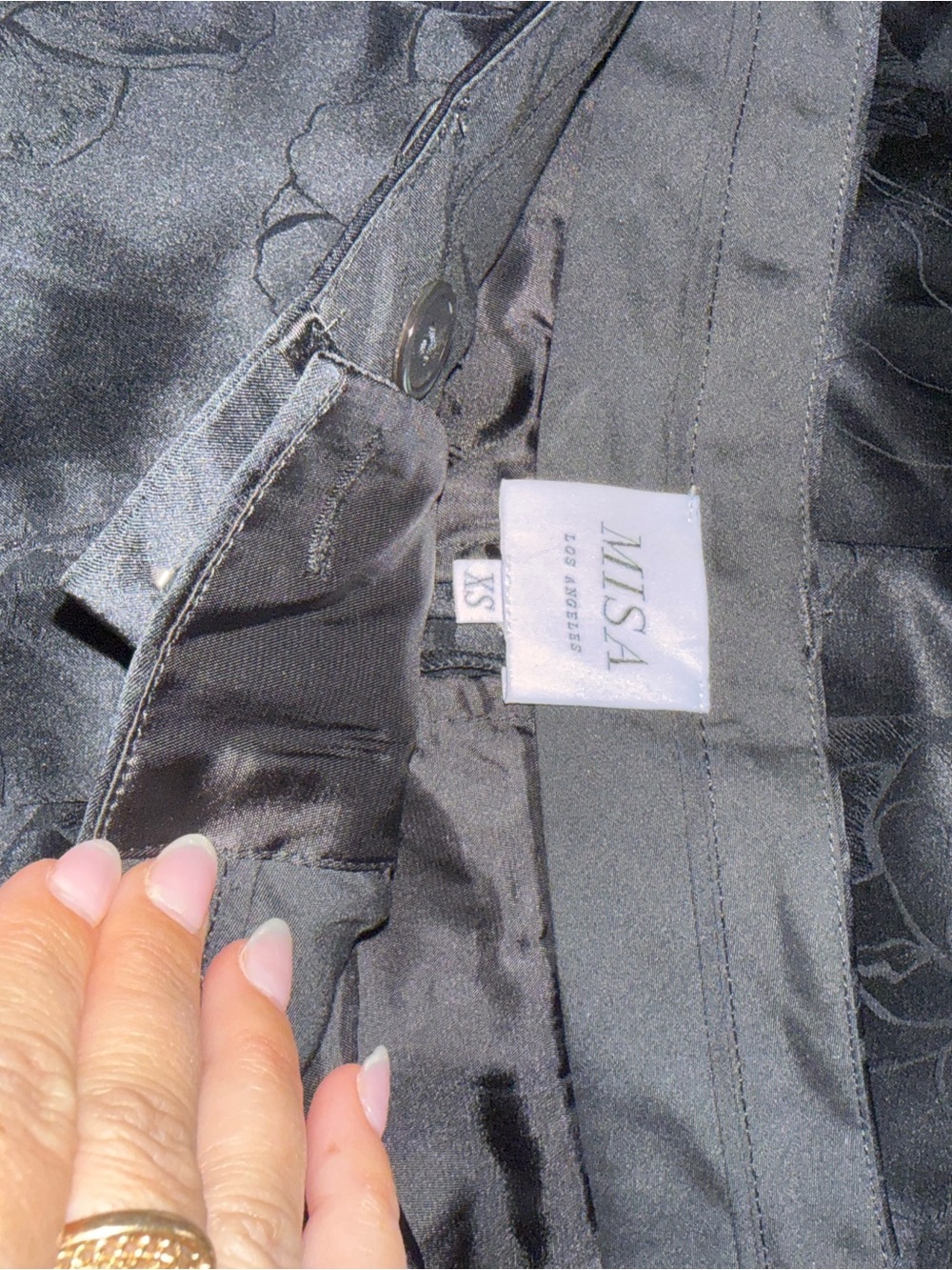 $290 NWT Misa Los Angeles Black Floral Jacquard Wide-Leg Pants - Picture 7 of 7